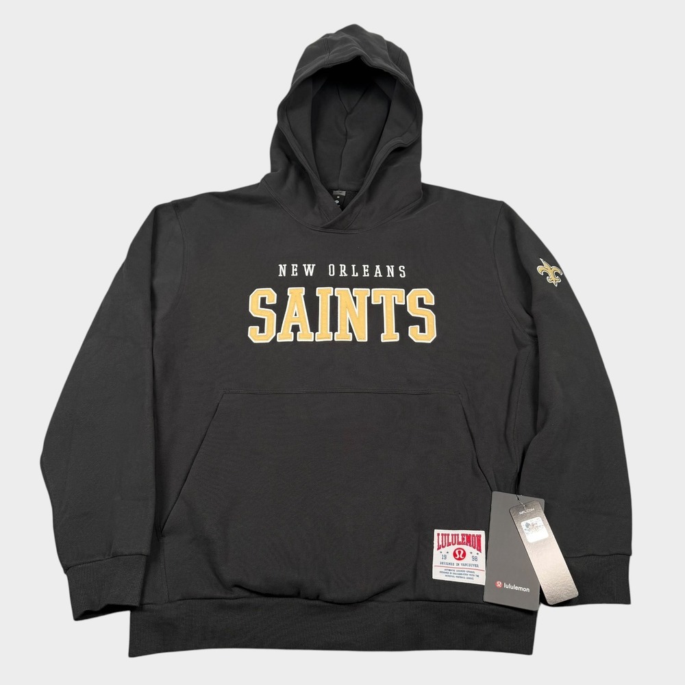 Lululemon Steady State Pullover Hoodie Men's Medium Black New Orleans Saints NWT